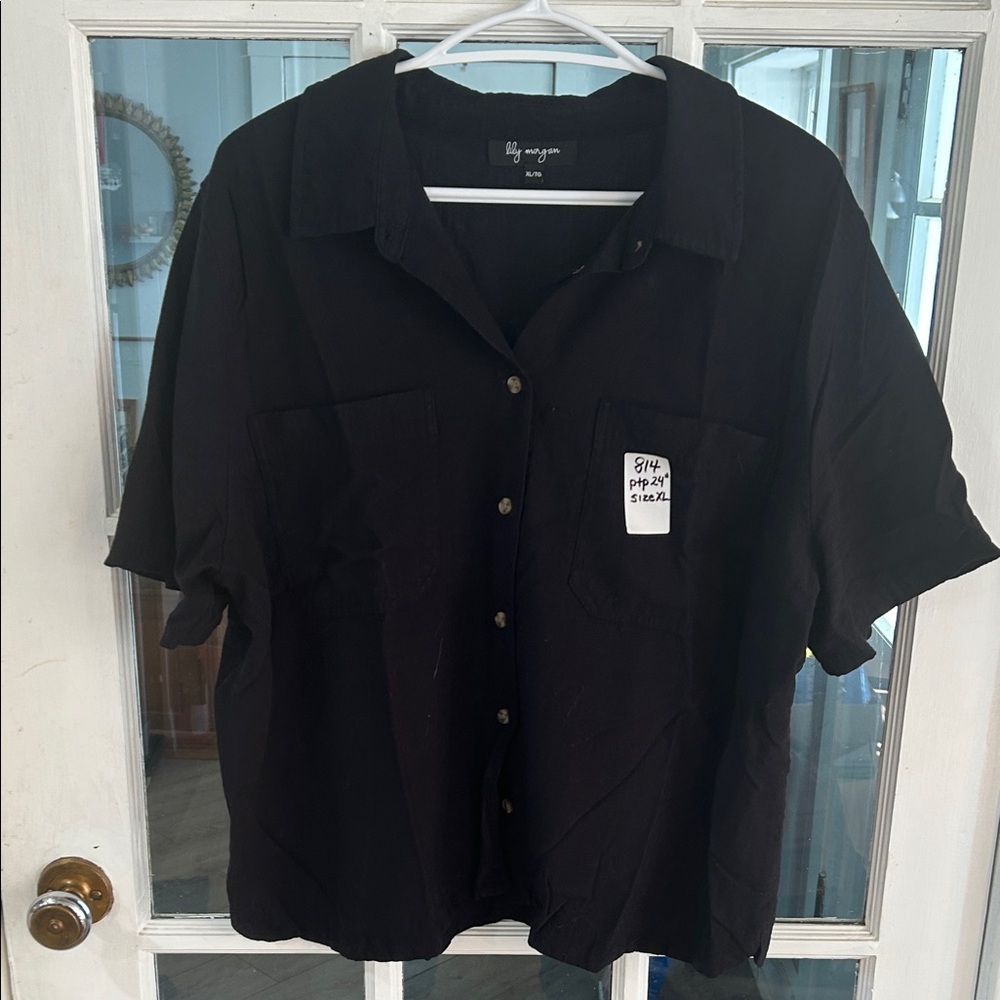 814.   Lily Morgan Black Casual Button Down Shirt